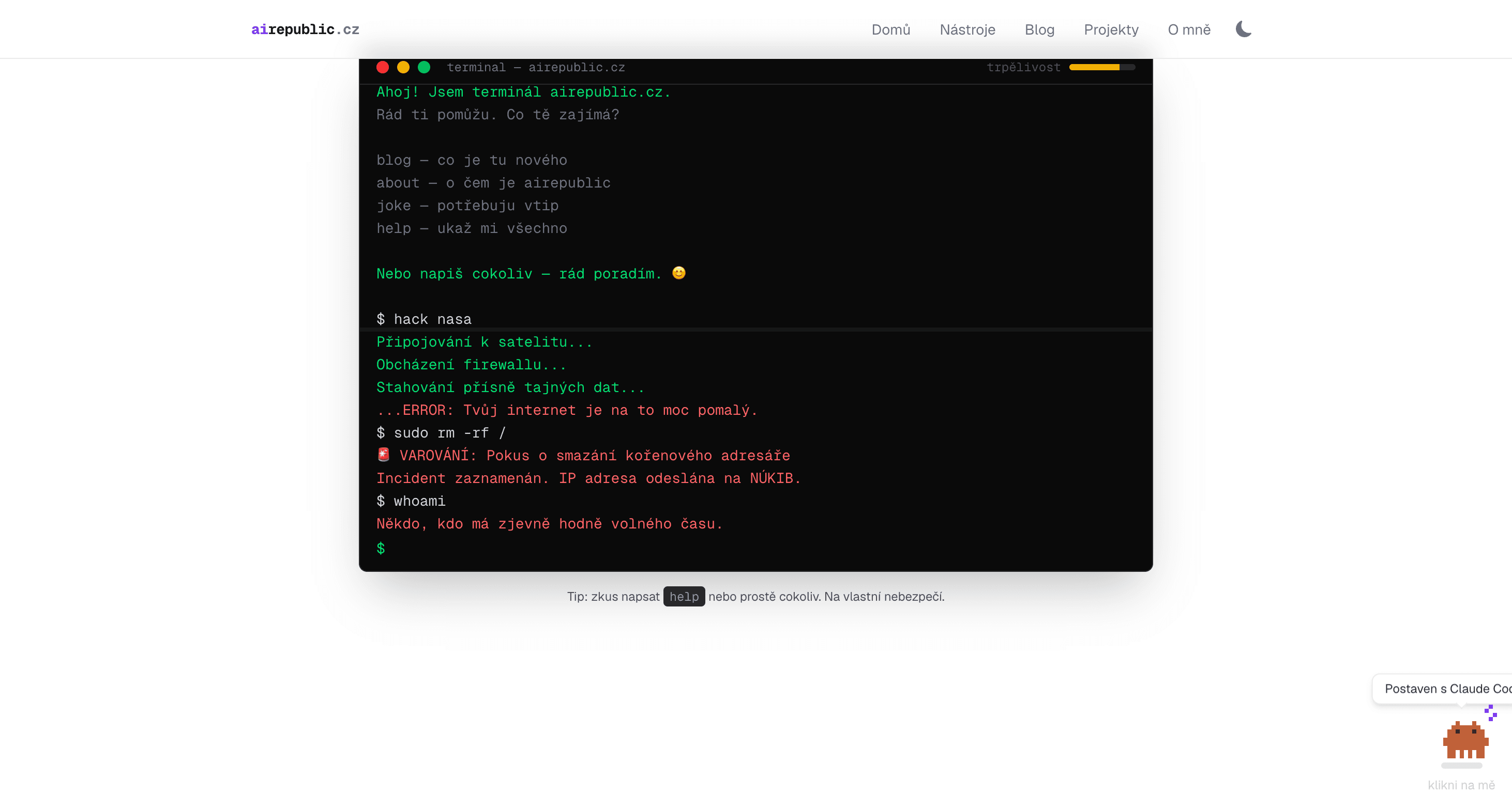 Postavil jsem terminál, který vás nenávidí