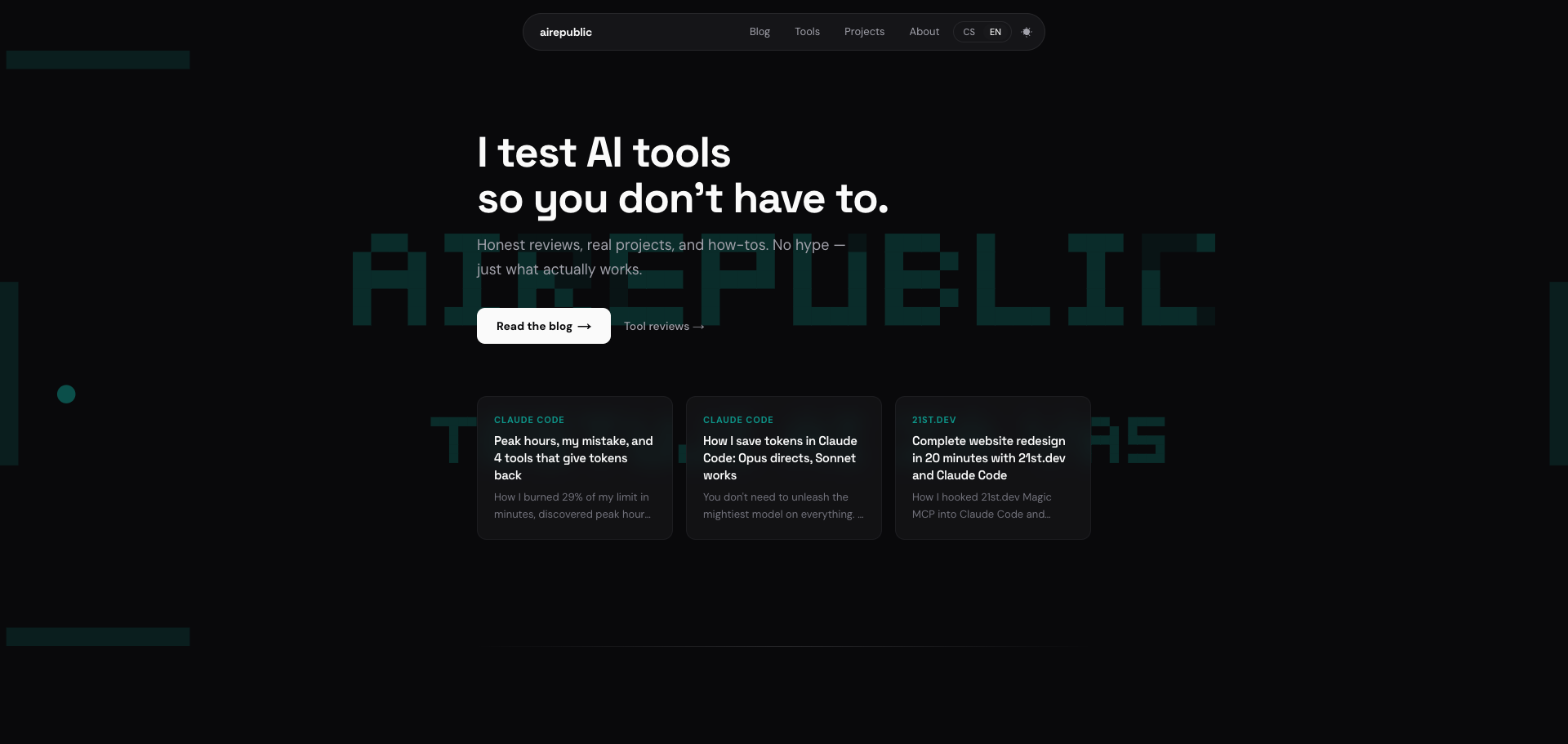 New hero in dark mode