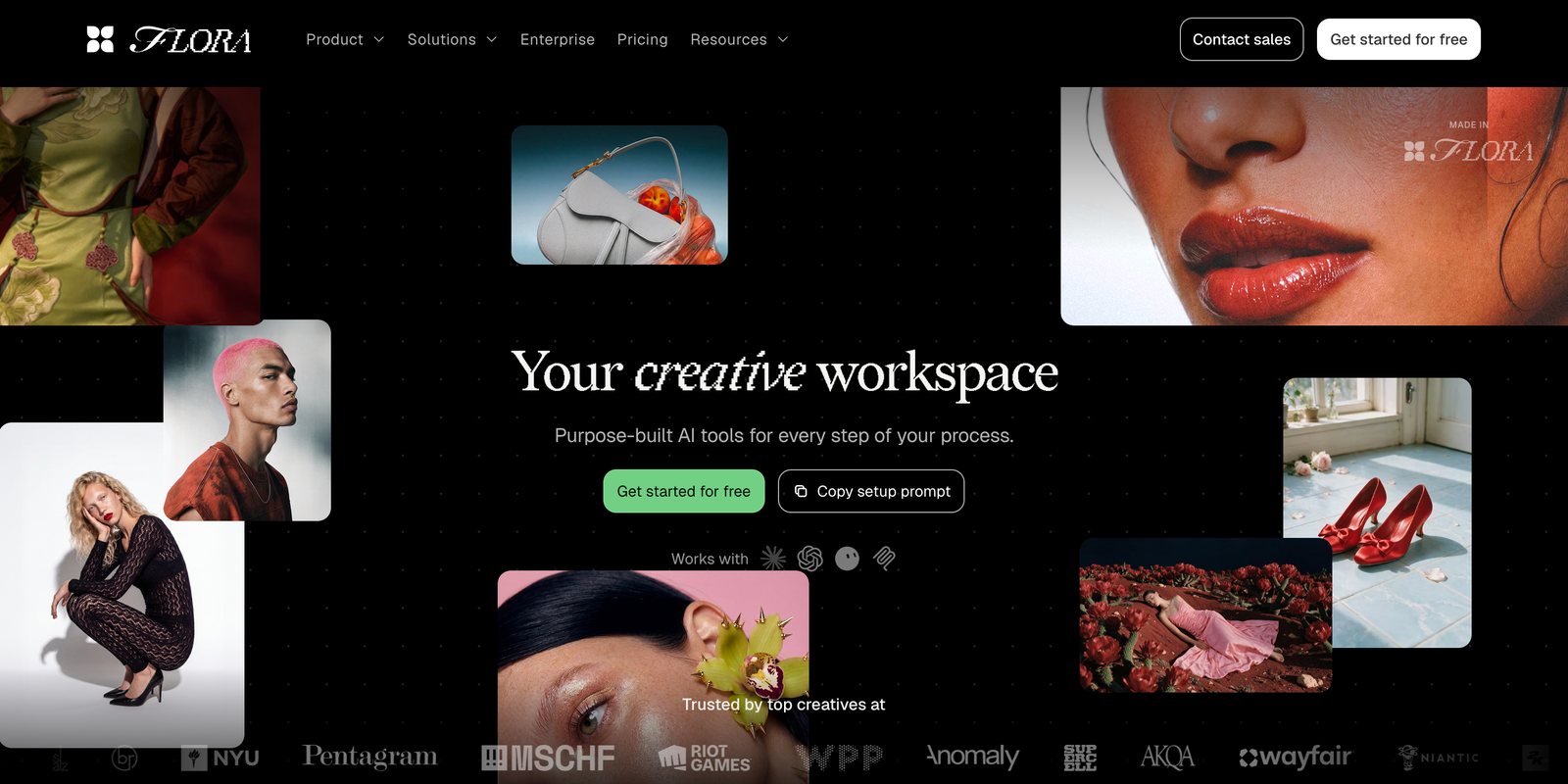 Homepage FLORA — "Your creative workspace"